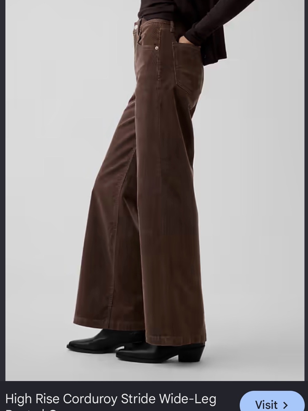 GAP High Rise Stride Wide-Leg Corduroy Pants – Brown – Size 10 Long 🤎